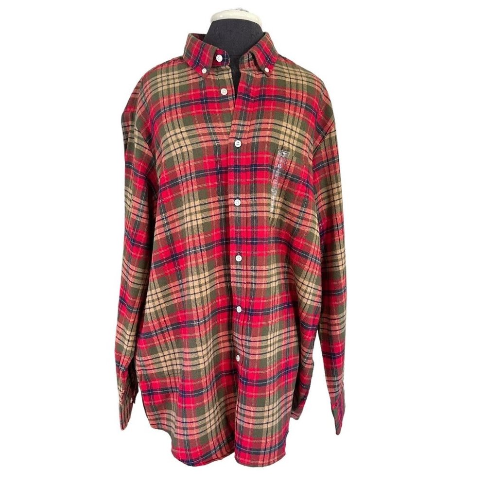 Club Room Button Down Flannel Shirt Men’s XL Red Plaid NWT Breast Pocket